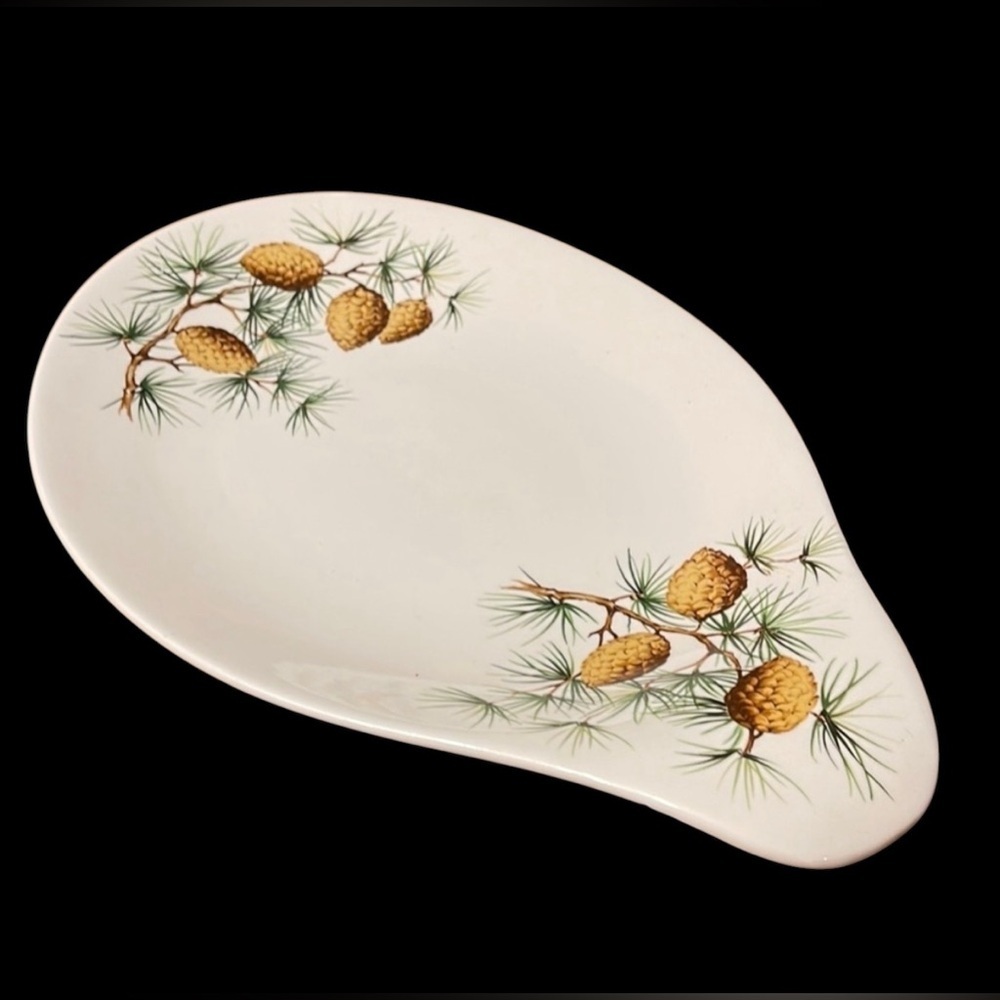 Vintage 50s Zeisel Christmas Large Oval Pinecone Serving Platter Hallcraft Dish